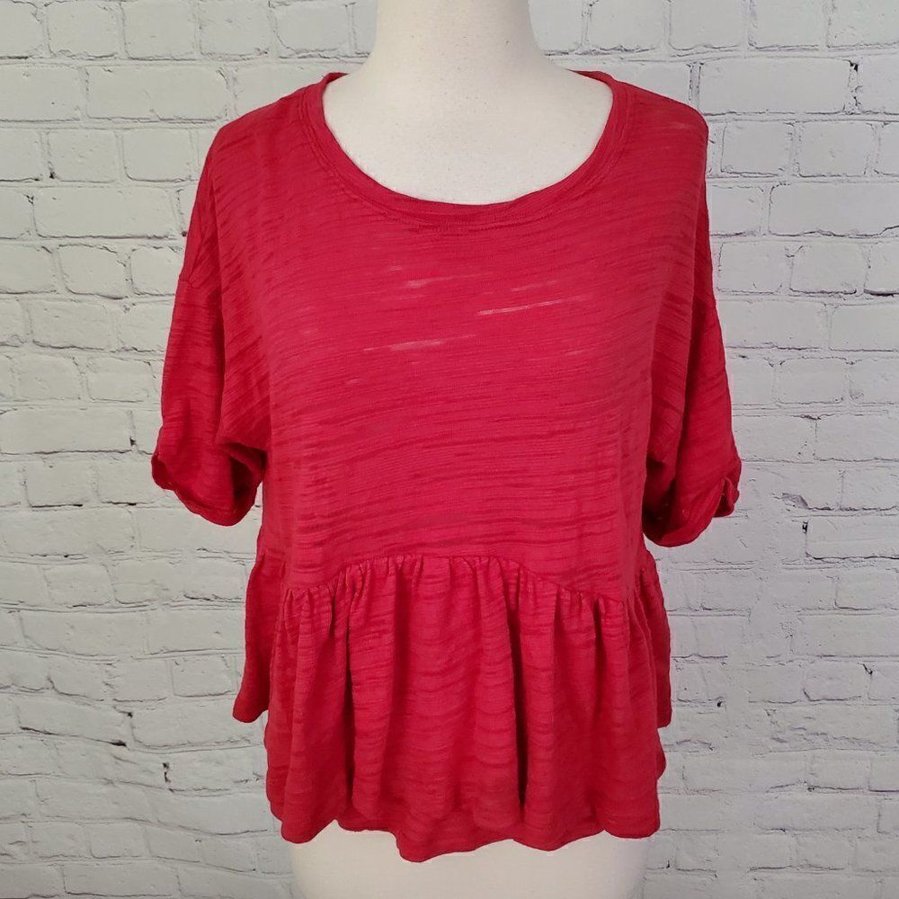 ANTHROPOLOGIE Postmark Red Peplum Top M